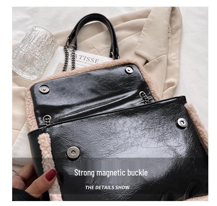 Damers Mångsidiga Plyschkedja Axelväska - Stor Kapacitet Höst/Vinter Mode Crossbody