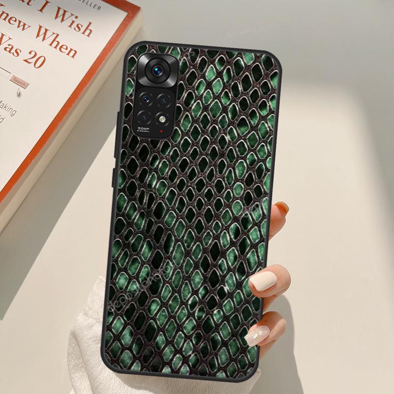 Python Snake Skin Case For Xiaomi Redmi Note 10 8 9 11 Pro 8T 9S 10S 11S Redmi 10C 9C 9A 9T K50 K40 Gaming