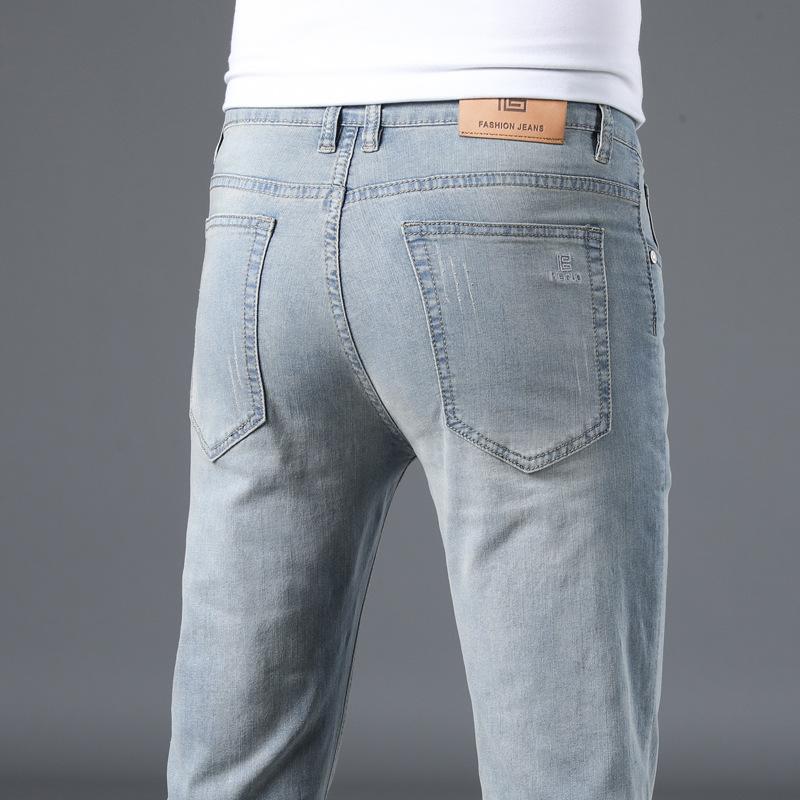 Summer Thin Jeans Men's Slim Fit Business Casual Straight Loose Versatile