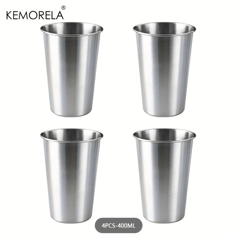 4PCS Stainless Steel Cups 300/400/500ML Stainless Steel Tumblers Pint Camping Cups Drinking Glasses Stackable Metal Cup 301-500ml