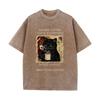 Cats Love To Drink Coffee Print Men Washed Tshirt Casual Loose T Shirts Summer Cotton Streetwear Soft Breathable Short Sleeve