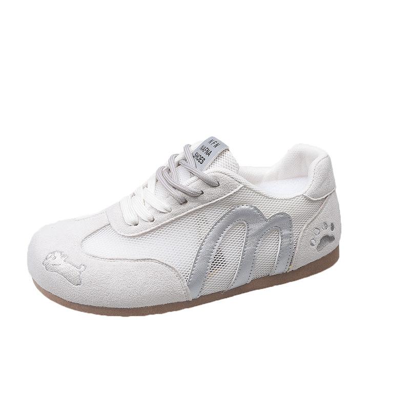 Red retro flat-bottomed German training shoes for women's 2025 new mesh breathable, comfortable and lightweight casual sports Forrest Gump shoes