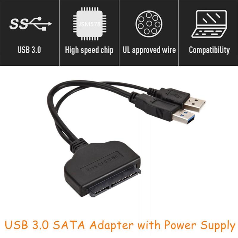 USB 3.0 to SATA Adapter Cable for 2.5 Inch HDD SSD Data Transfer Tool