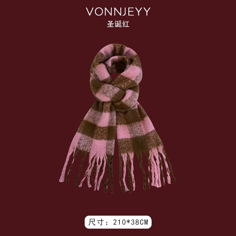 New red Christmas gift new scarf women's winter shawl thickened trendy versatile scarf atmosphere