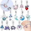 Purple Iris Blue Anemone Pendant Heart Tulip Originalcopper Bead Fit Bracelet Diy Fine Gift Women Jewelry Accessory