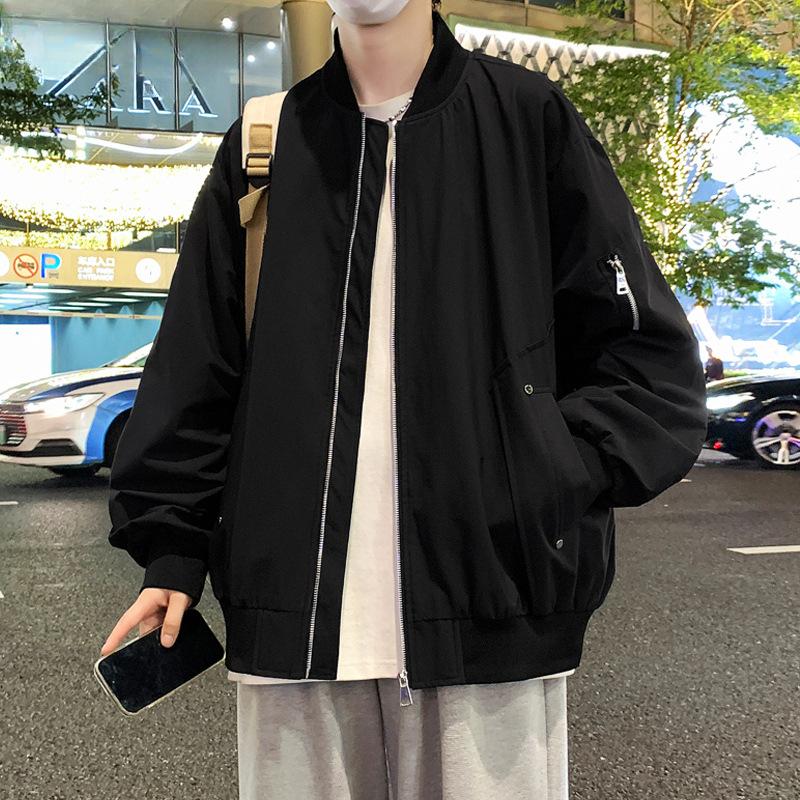 Spring and Autumn Trend Hong Kong Style Men's Clothing Handsome Baseball Collar Flight Jacket Fat Men's Fattened Large Size Loose Casual Jacket