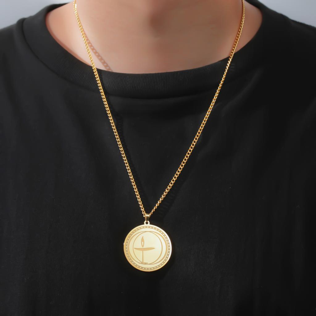 LIKGREAT Flaming Chalice Necklace Stainless Steel UU Pendant Choker Unitarian Universalist Gift Religious Spiritual Symbol Gift