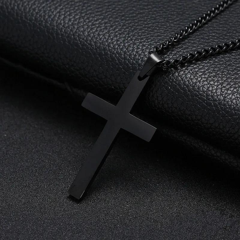 Vintage Gothic Pendant Cross Necklace Cool Street Style Punk Jewelry for Men Women Black Chain Accessories Decoration Wholesale