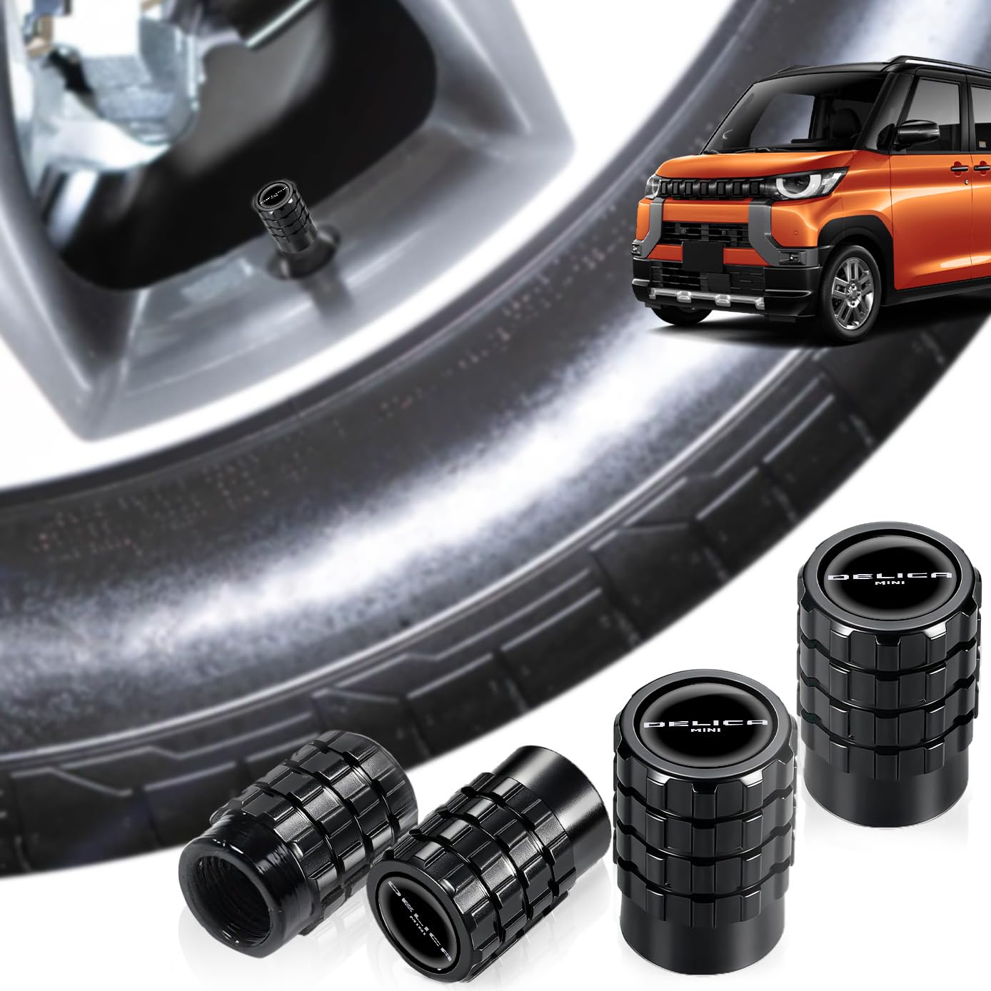 

HUDIY Delica Mini Dedicated Air Valve Caps, Aluminum Alloy + Resin , Logo Engraving, Delica mini чорний