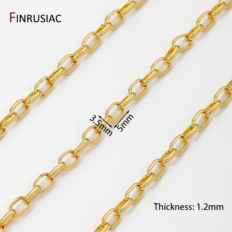 

18K Gold Plated Brass Square Link Chain For Jewelry,3.5*5mm Cable Bulk Chain For DIY Handmade Necklace Bracelet Making Findings 1 meter