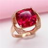 Purple Gold Inlaid Square Redstone Ring Exaggerated Temperament Atmospheric Rose Gold Plated Ring