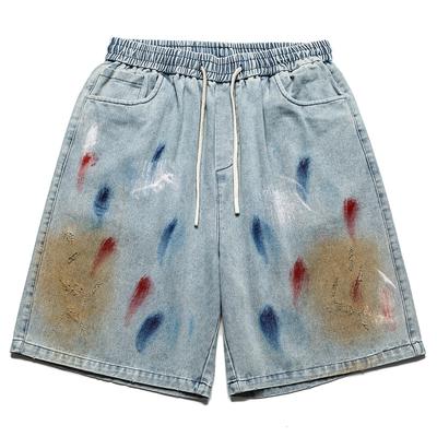 Fashion Summer Jean Shorts Men Clothes Elastic Waist Casual Shorts