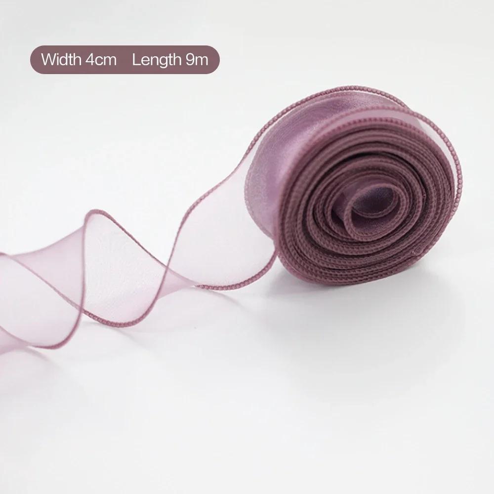 10Yards/Roll Sheer Chiffon Ribbon Organza Satin Ribbons For Gift Wrapping Decoration Wedding Bouquets Wreath Sewing Supplies