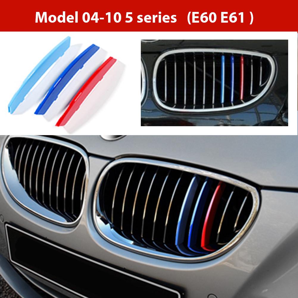 3 pezzi M Power Strisce Trim Griglia Anteriore Auto da Corsa Per BMW E46 E90 E91 E92 E93 F30 E60 E61 F10 G30 G20 F07 F11 F18 Performance