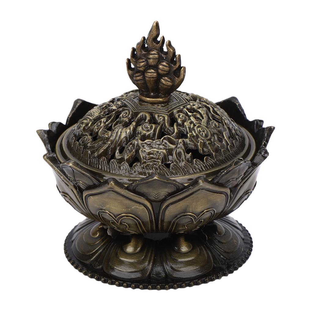 Incense Holder Vintage Zinc Copper Alloy Flower Shaped Incense Bowl Home Decoration