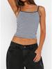 Retro Striped Low-Cut High-Waist Slim-Fit Women's Crop Vest - 2026 Spring/Summer Collection