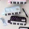Kawaii Polka Dot Piano Toetsen Print Etui Met Handvat Grote Capaciteit Potlood Etui Schrijfwaren Tas Cadeau