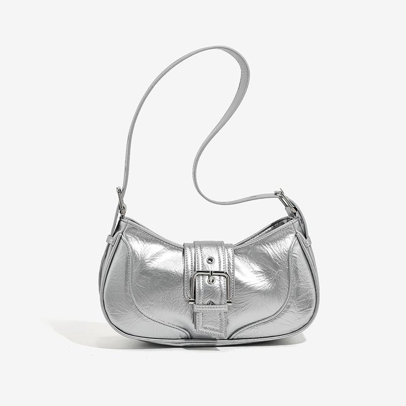 

Нишевая дизайнерская сумка-седло, Простая повседневная сумка подмышку, Сумка на одно плечо, Высококачественная сумка кроссбоди для женщин серебряный