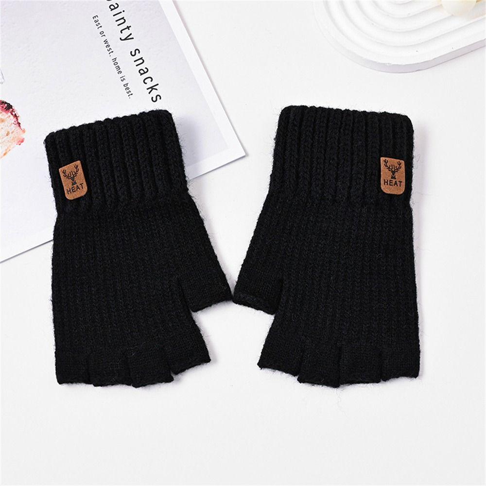 Thicken Warm Gloves Elastic Half Finger Gloves Fashion Knitted Mittens for Working