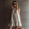 European Style Summer Vintage Sleeveless Women Clothing Ruffle Fashion Maxi Dress