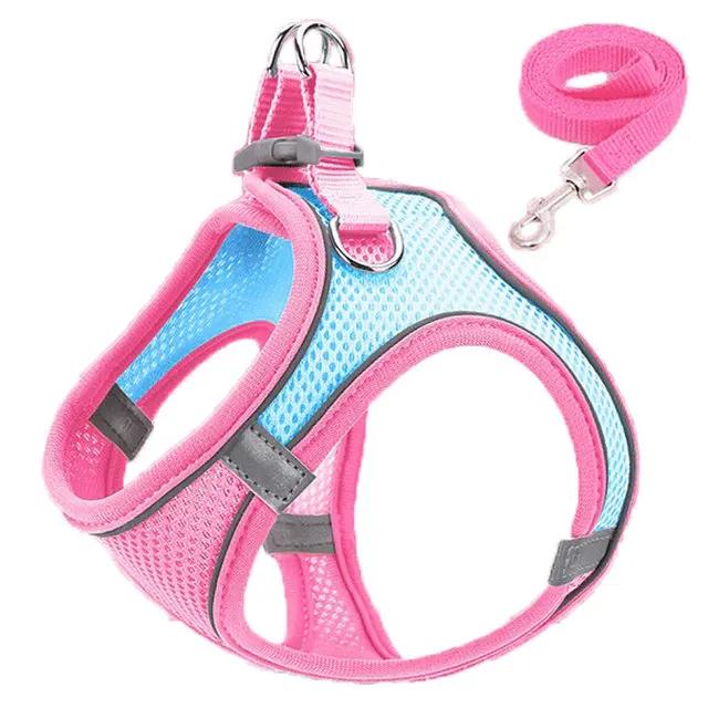 Breathable Mesh Cat Dog Harness And Leash Adjustable Vest Walking Lead Leash Soft  Pet Harness for Cats Small Dogs Pug Chihuahua