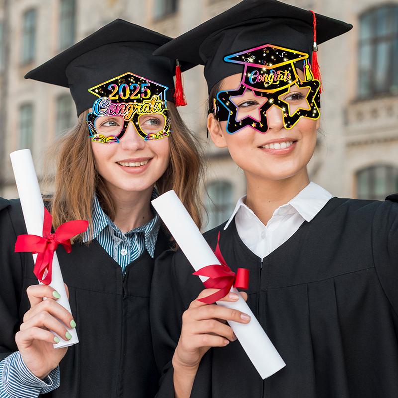 

Black Graduation 2025 Glasses - Pack Of 8 | Graduation Photo Booth Props 2025 For Graduation Decorations Class Of 2025