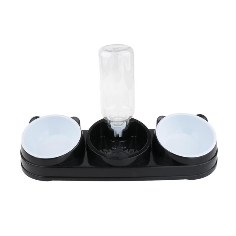 Double Bowl Pet Food Water Dish Feeder For Dog Cats Daily Feeding with Automatic Water Dispenser For Pet Dry Wet Food