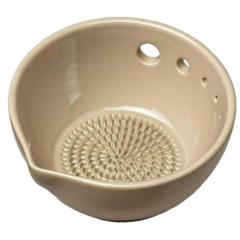 

CYCLI-Stoneware Herb Stripper And Grater Bowl In One, Handmade 2-In-1 Kitchen Tool Multi-Function With 5 Hole Size Options