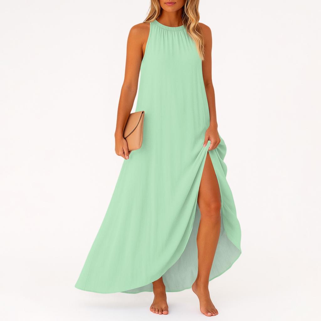 Women's Casual And Fashionable Round-neck  Sleeveless  Mid Length Dress