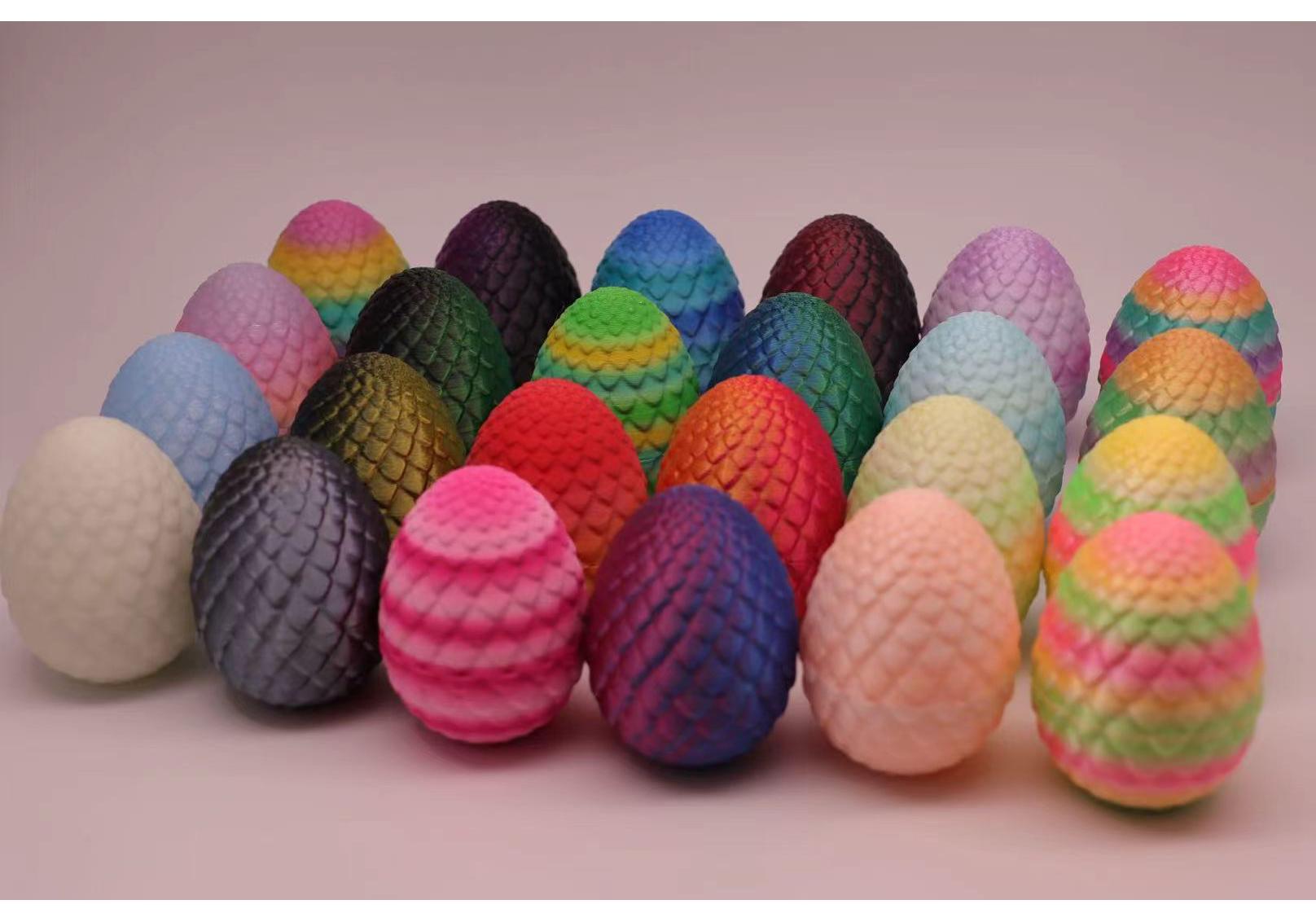 3D Printed Dragon Egg Ornament Set - Crystal Dragon Toy Gift for Christmas & Easter