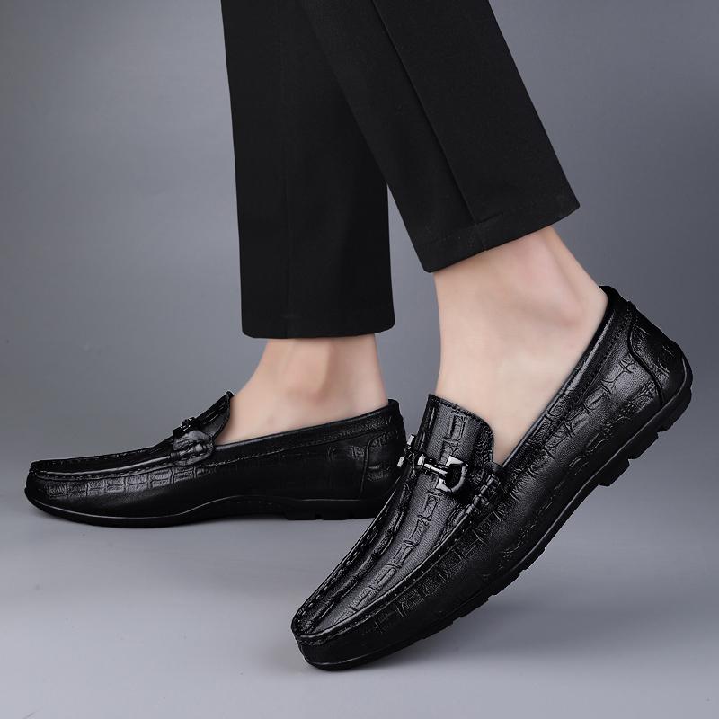 Spring Luxury Brand Shoes Men Classic Genuine Leather Mens Slip-On Driving Shoes Pattern Casual Office Shoes