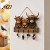 Dunkle Ästhetik Wandkunst Halloween Eingangsbereich Schlüsselhalter mit 4 Haken, Hängendes Holzschild, Montierbares handgefertigtes Holzhandwerk Rack für Schlüssel Taschen Und Leinen,