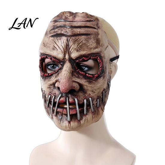 Detailed Scar Texture Mask Halloween Horror Mask, Creepy Latex Adjustable Strap Scary Fancy Haunted House Costume Accessory for Party Cosplay