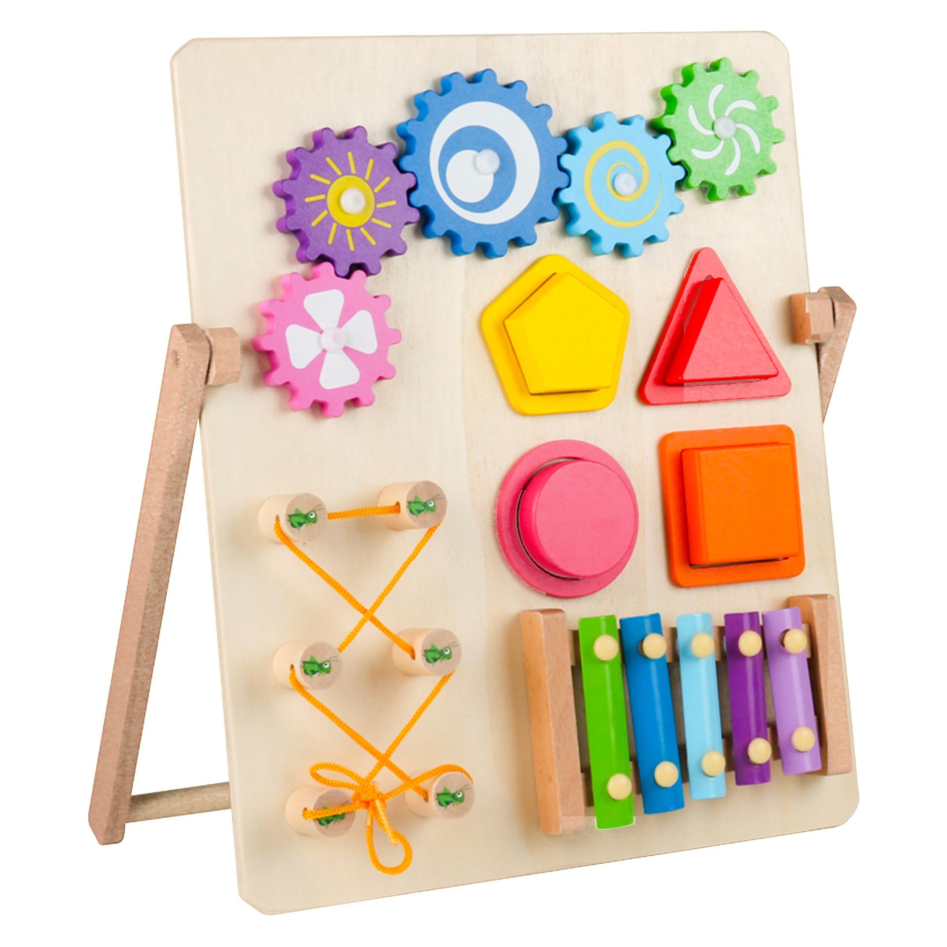 

Детская деревянная развивающая доска: Часы, Нанизывание, Шестерни, Ксилофон, Сопоставление форм.