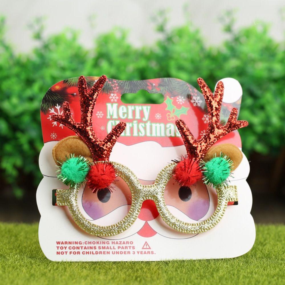 Handmade Christmas Glasses Frame Cartoon Elk Antlers Glasses Frame  New Year Dress Up