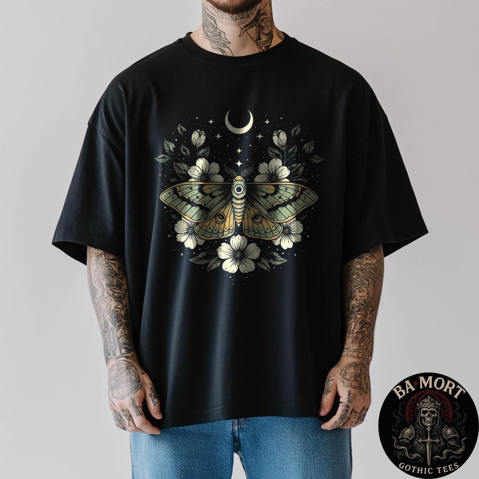 Goblincore Moth And Butterfly Moonphases Cottagecore Flowers T-Shirt Unisex T-Shirt XXXL