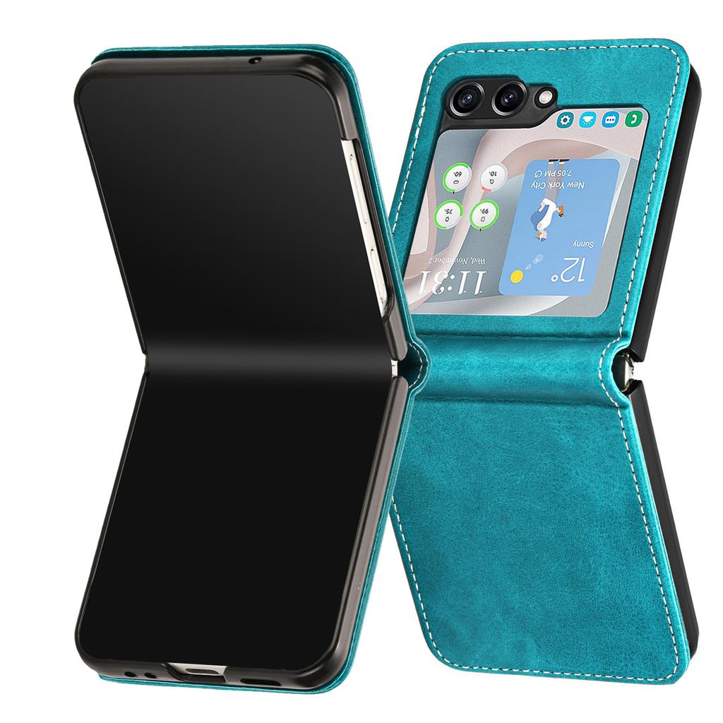 For Samsung Galaxy Z Flip7 FE 5G/Z Flip6 5G/Z Flip5 5G Case PU Leather Hard PC Phone Cover Calf Texture