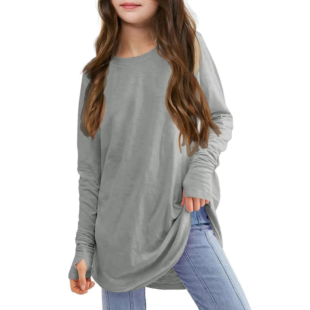 Long Sleeve Shirts  Tunic Tops Tees Teens Kids Loose Fashion Sweatshirt T,Shirt