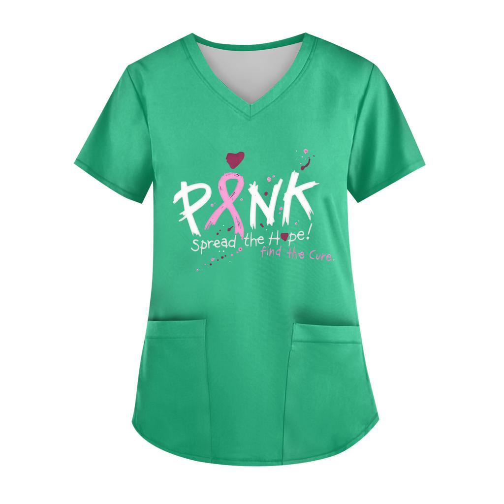 Women's V-Neck Short-Sleeve Pocketed Top With Side Slit