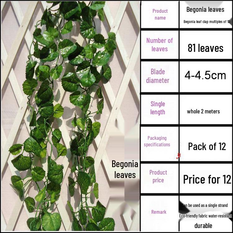 Large Grape Leaf Vine Decoration - Fake Fruit String for Wall, Ceiling, or Pipe with Green Tree Leaves