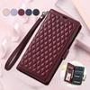 Women's Fashion Embossing Checkered PU Leather Flip Case for Xiaomi/Redmi/OPPO/VIVO/Huawei/Honor Wallet Card Slot Wristband Phone Cover
