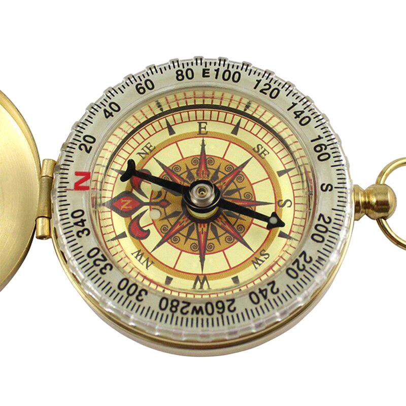 Outdoor Camping Hiking Pocket Brass Golden Compass Portable Compass Navigation OneSize