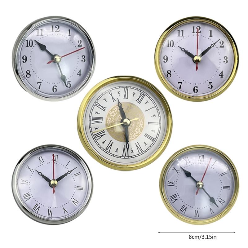 3-1/8Inch(80mm) Clock Insert Roman Numeral Round Watch Insert Gold/Silver Trim Perfect for Decorating and Gifting
