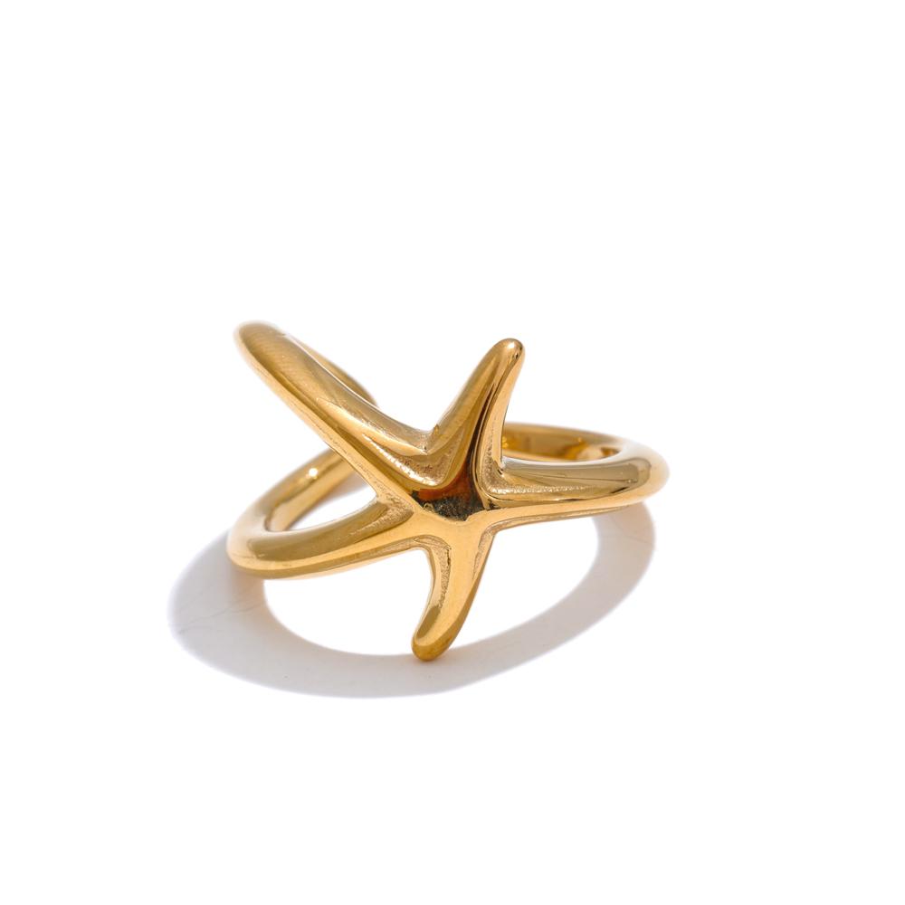 

Yhpup Size 7 Ocean Style Stainless Steel Starfish Gold Silver Color PVD Ring Fashion Charm for Women Vacation Daily Wear 2025 7