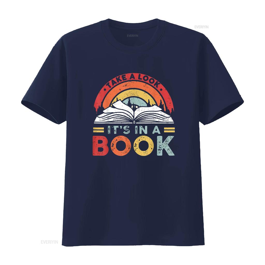 Take A Look Its In Book Vintage Reading Bookworm Designer Women S T Shirt Casual S Vintage Washed Homme Streetwear Soft
