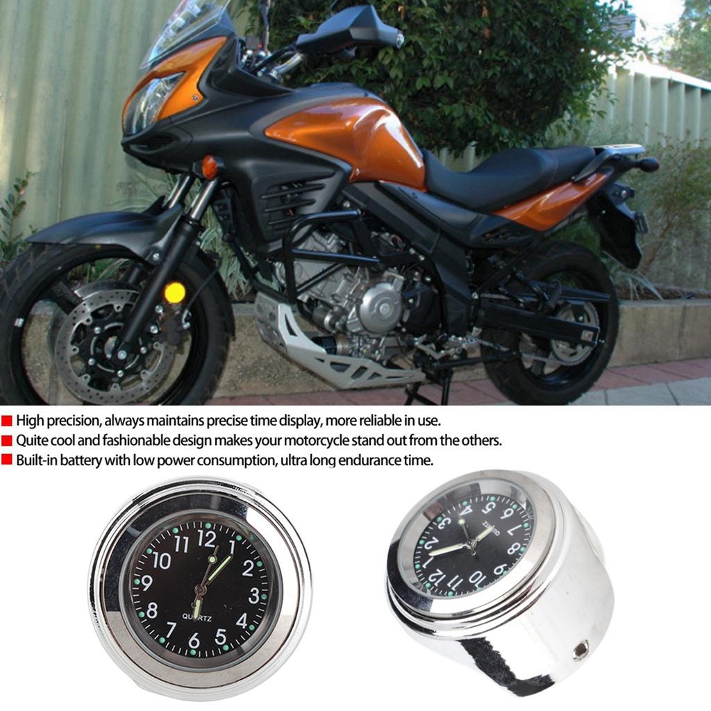 2225mm Motorcycle Handlebar Clock Metal Mount Hand Grip Bar Watch (Black )