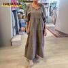Fashion Summer Spring Solid Color Print Short Sleeve V-Neck  Casual Dresses