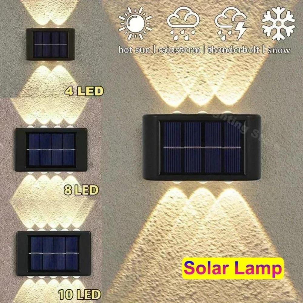4/8/10LED Solar Wall Lamp Outdoor Waterproof Up and Down Luminous Lighting for Garden Fence Decoration Sunlight Light