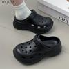 thick-soled hole shoes, outer bag head slippers, non-slip soft-soled height-enhancing women's shoes