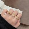 Light Luxury Dream Girl Heart Pink Love Colored Treasure Zircon Rabbit Wing Open Ring Starlight Stacked Index Finger Ring